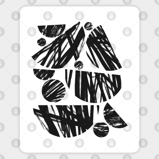 Abstract Black and White Geometric Pattern Sticker by Trippycollage